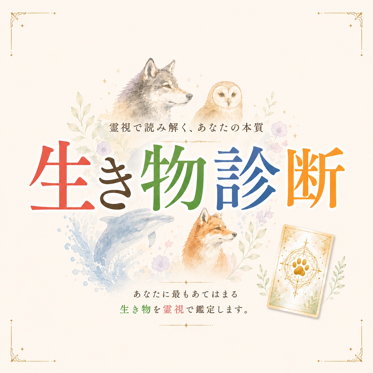 あなたは何タイプ？100種以上の生物から診断します MBTIならぬ「生き物診断」☆特別護符も込み価格にてご提供 イメージ1