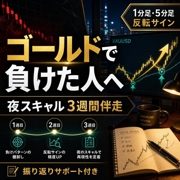 ゴールド夜スキャルを3週間で実践習得サポートします ゴールドで負けた人の再起スキャル講座 イメージ3