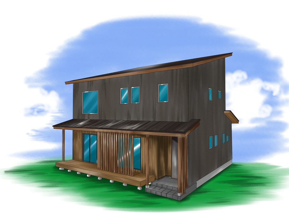 数日で対応可能！あたたかな住宅イラスト承ります オープンハウスの広告やHP用など、住宅イラスト作成致します イメージ2