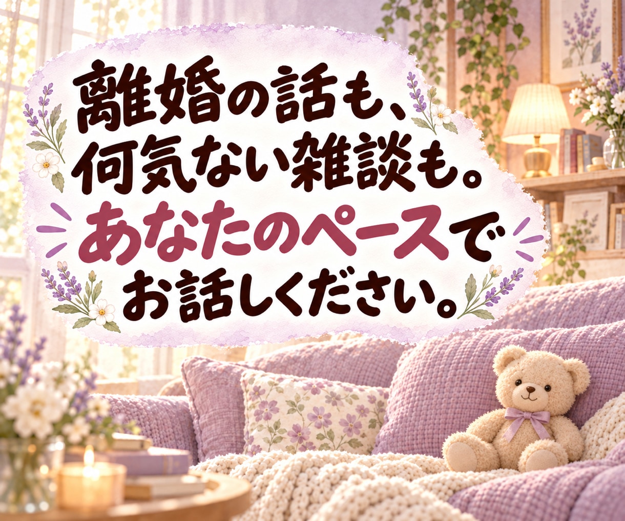 離婚して喪失感を感じてるあなたの話し相手になります 私も離婚経験者です。ご遠慮なくお話しください！ イメージ2