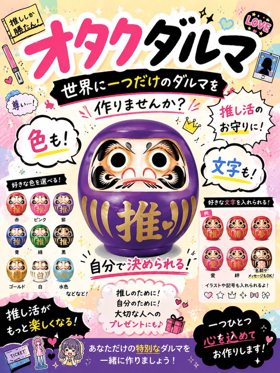 世界に１つだけの『OTAKUダルマ』をお作りします 世界にひとつ、あなただけの推しダルマ イメージ1
