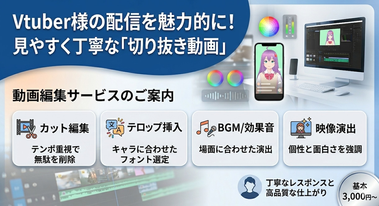 Vtuber・Youtube動画編集します アーカイブ丸投げOK！見どころから選定します イメージ1