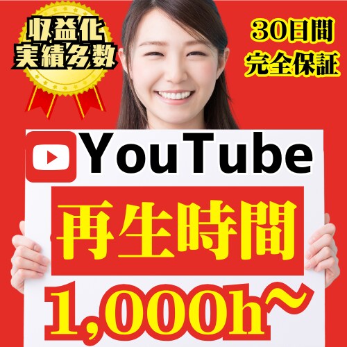 YouTube再生時間1,000h単位で増やします 収益化条件の早期達成をお手伝いします！ イメージ1