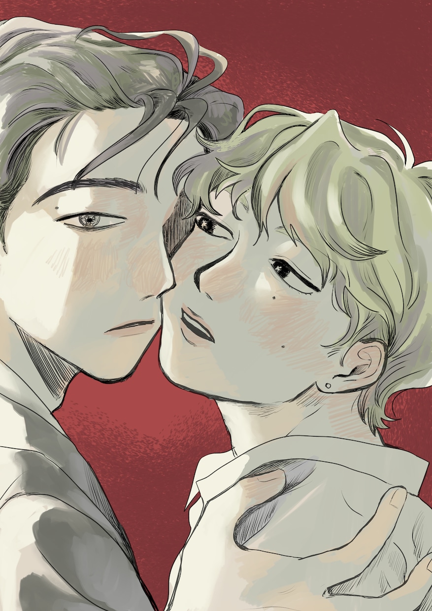 エモい雰囲気の男性・BLイラスト描きます 小説の表紙、挿絵、MVなど。温かみのあるタッチでイラスト制作 イメージ1