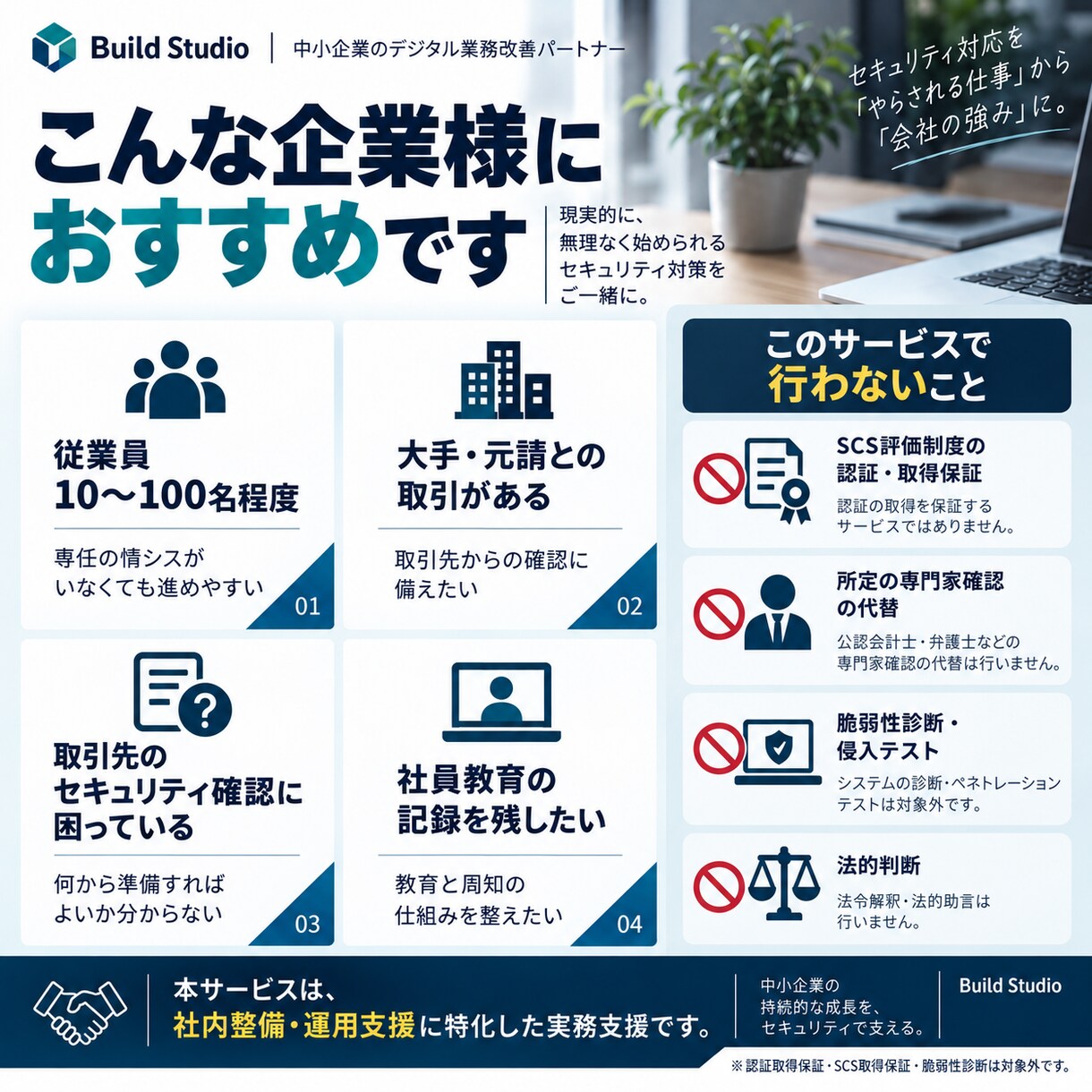 取引先セキュリティの社内整備を見える化します 台帳・改善計画・社員教育まで『次にやること』を整理 イメージ3