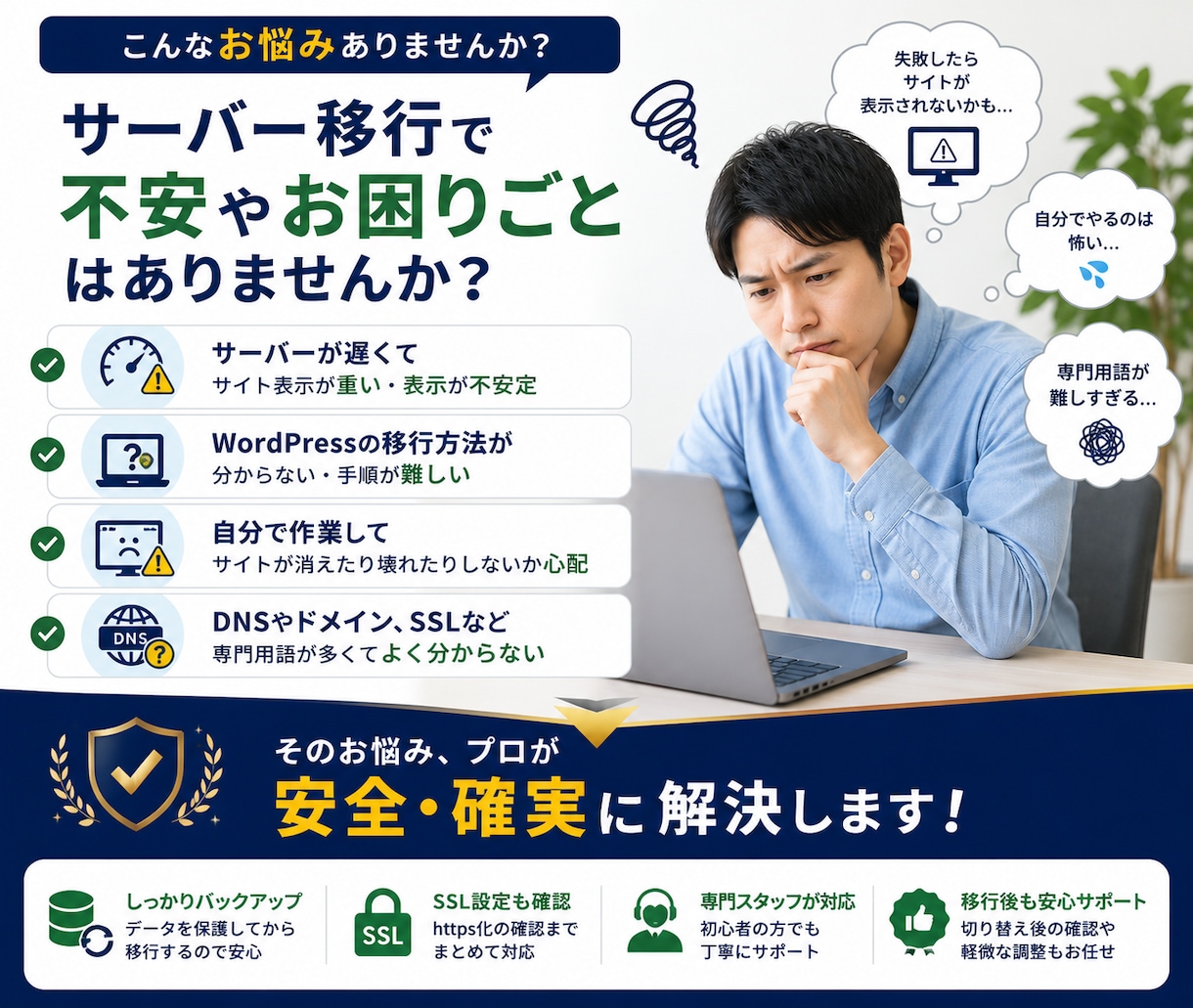 WordPressのサーバー移行を安全に代行します バックアップ・移行・SSL確認までまとめて対応します イメージ2