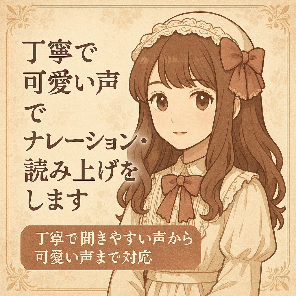 丁寧な声から可愛い声まで幅広く読み上げます 落ち着いた声から可愛い声まで幅広く対応 イメージ1