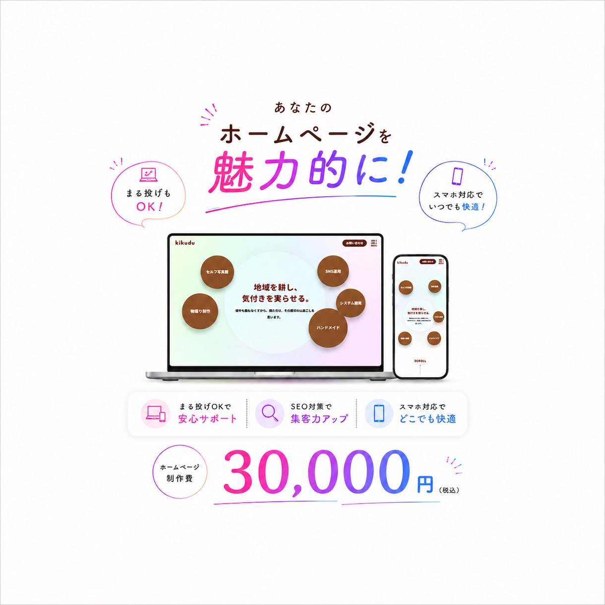 成果重視｜集客できるホームページ作ります 構成設計から導線設計まで成果重視で作ります イメージ2
