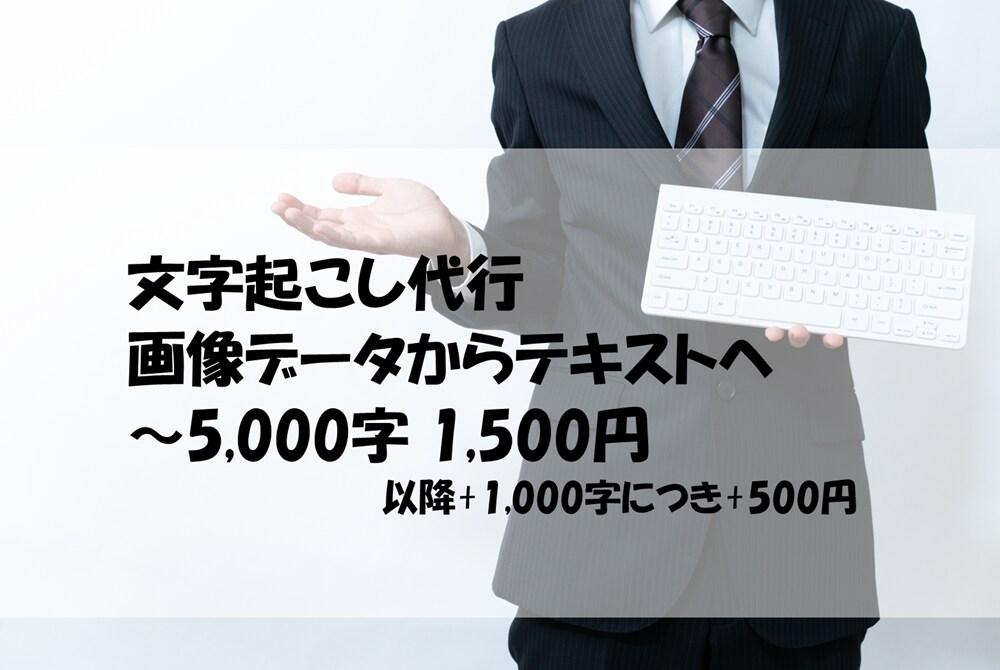 文字起こし代行:画像データをテキスト化します 5,000字(日本語)1,000単語(英語)で1,500円 イメージ1