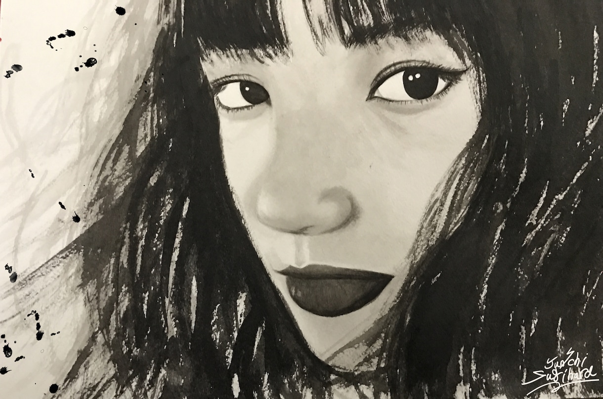 墨絵でリアルな人物画描きます お洒落に飾れるARTな墨絵を飾りませんか。 イメージ4