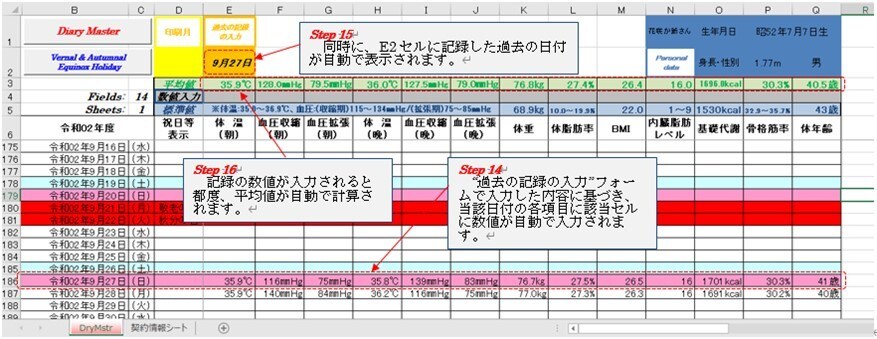 体温・血圧と体重等体組成の記録ソフトを提供します 半永久版：毎日の体温・体重等記録で健康管理で感染症対策 イメージ7