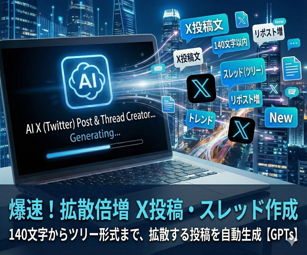 X投稿・スレッド作成GPTs提供します 最短10秒！バズるX投稿・スレッドをAIが即作成 イメージ1