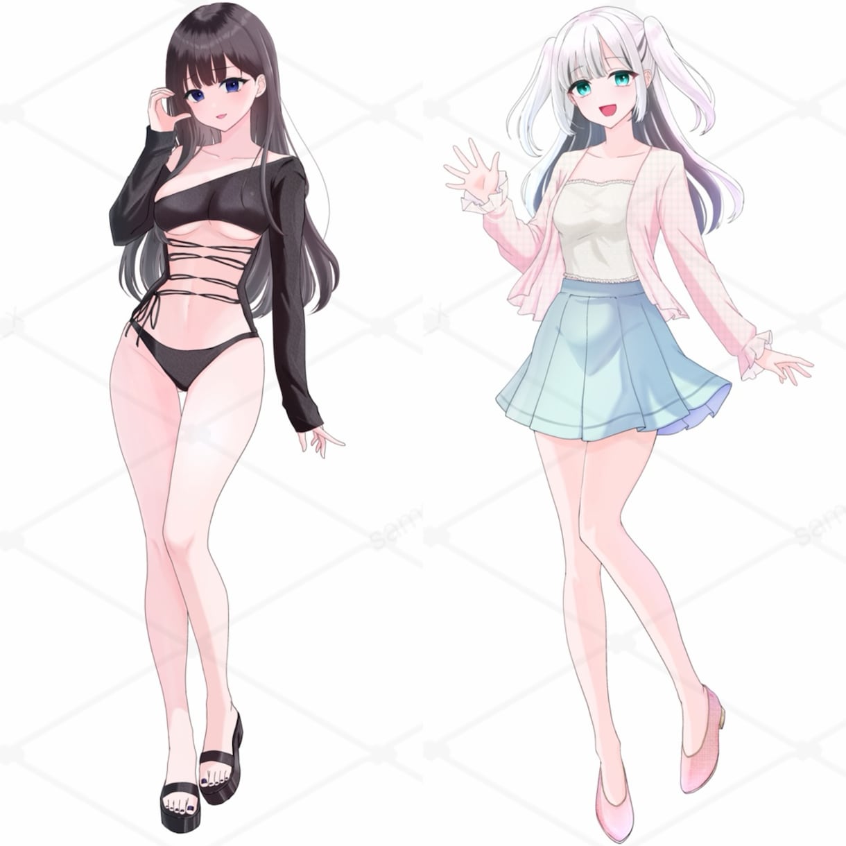 Vライバー・配信用の全身立ち絵を描きます かわいい透明感があるイラスト（商用利用込み） イメージ1