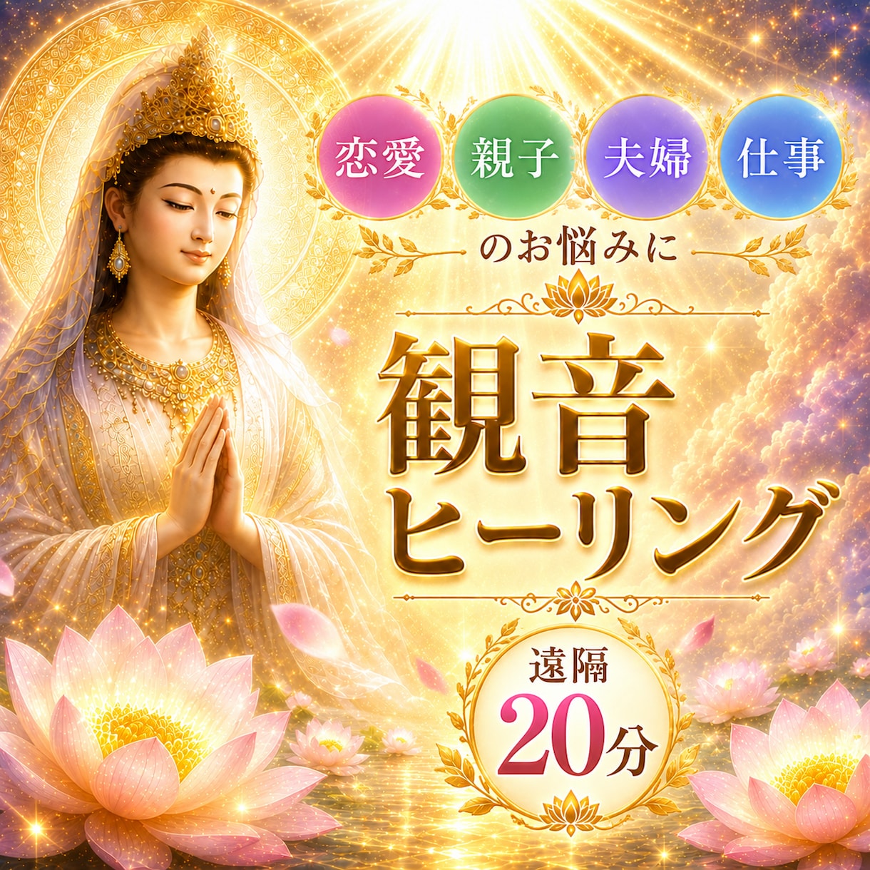 恋愛・仕事・家族の悩みに観音ヒーリングを届けます 頑張りすぎた心に、観音様の慈愛をお届けします イメージ1