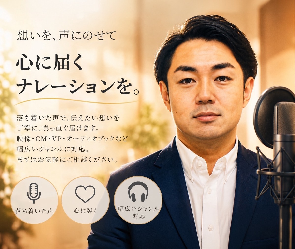 安心感のある声をお届けします ラジオMC／一つひとつ丁寧に対応します イメージ1