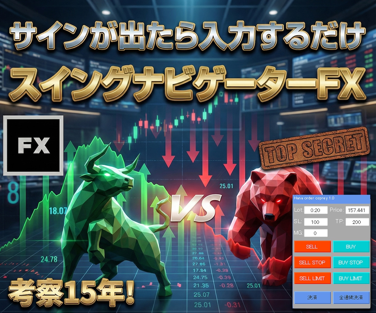 日足の極【スイングナビゲーターFX】納品します 指値注文ソフト【オーダーオスプレイ】も完成！専業目指せます イメージ1