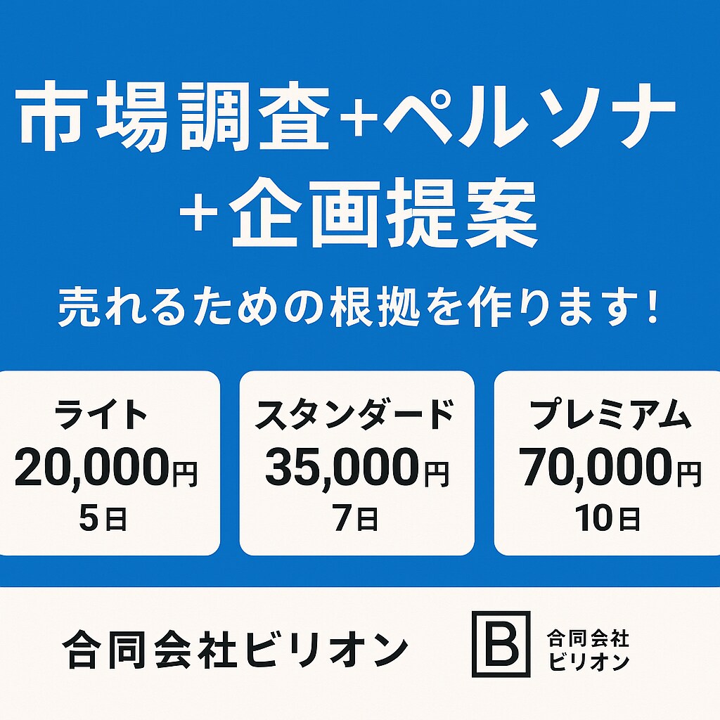 市場調査＋ペルソナ設定＋企画提案します 市場調査＋企画提案で売れるための根拠を！ イメージ2