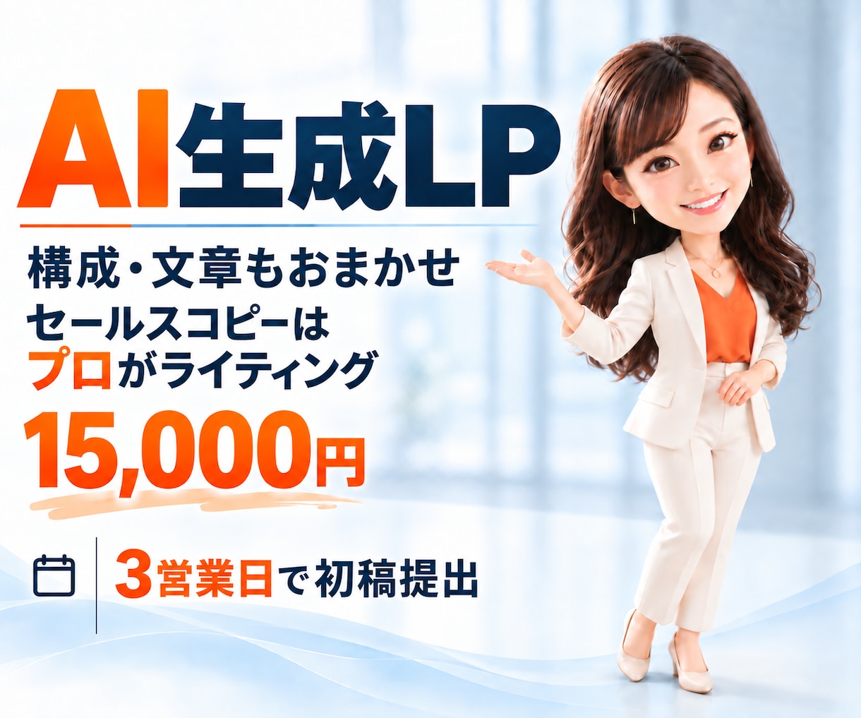 プロのライティング×AI生成で商品のLP作ります 台本作成のプロが構成・文章までまとめます イメージ1