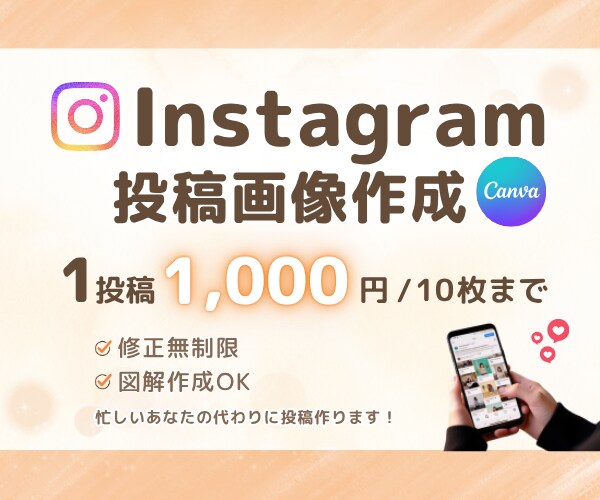 Instagramの投稿画像作成します やさしく見やすい投稿画像を作成します イメージ1