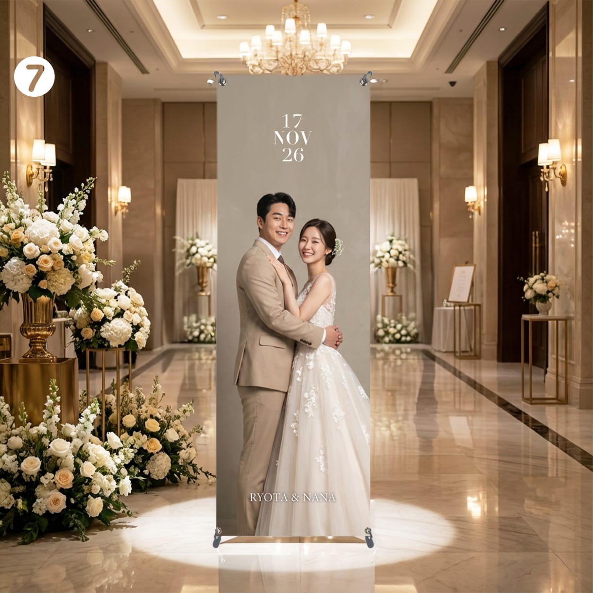 結婚式ウェルカムタペストリー＋スタンド付で届けます 取引1000件☆5｜シワなし高品質PET・修正無制限・送料込 イメージ7