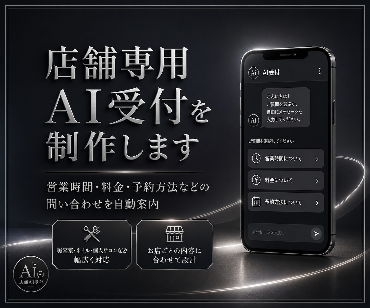 店舗専用AI受付を制作します よくある問い合わせを店舗専用AIが24時間自動案内 イメージ1