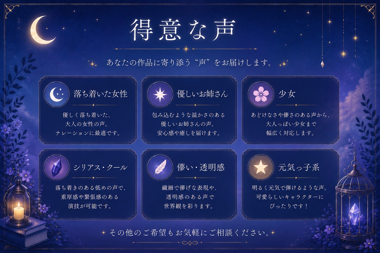 ナレーション、アフレコ、歌唱の声のお仕事承ります やさしく落ち着いた声でナレーション、アフレコ、歌唱できます イメージ6