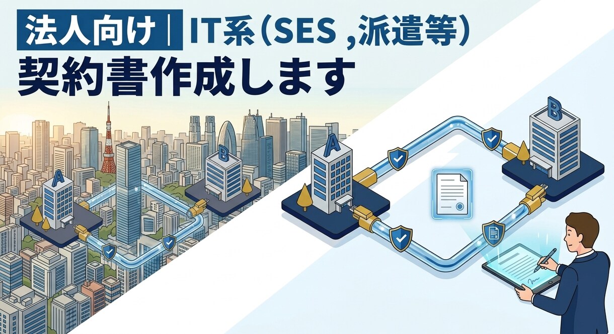 法人向け｜IT系（SES,派遣等）契約書作成します 行政書士が業務に必要な契約書作成を速やかにサポートします イメージ1