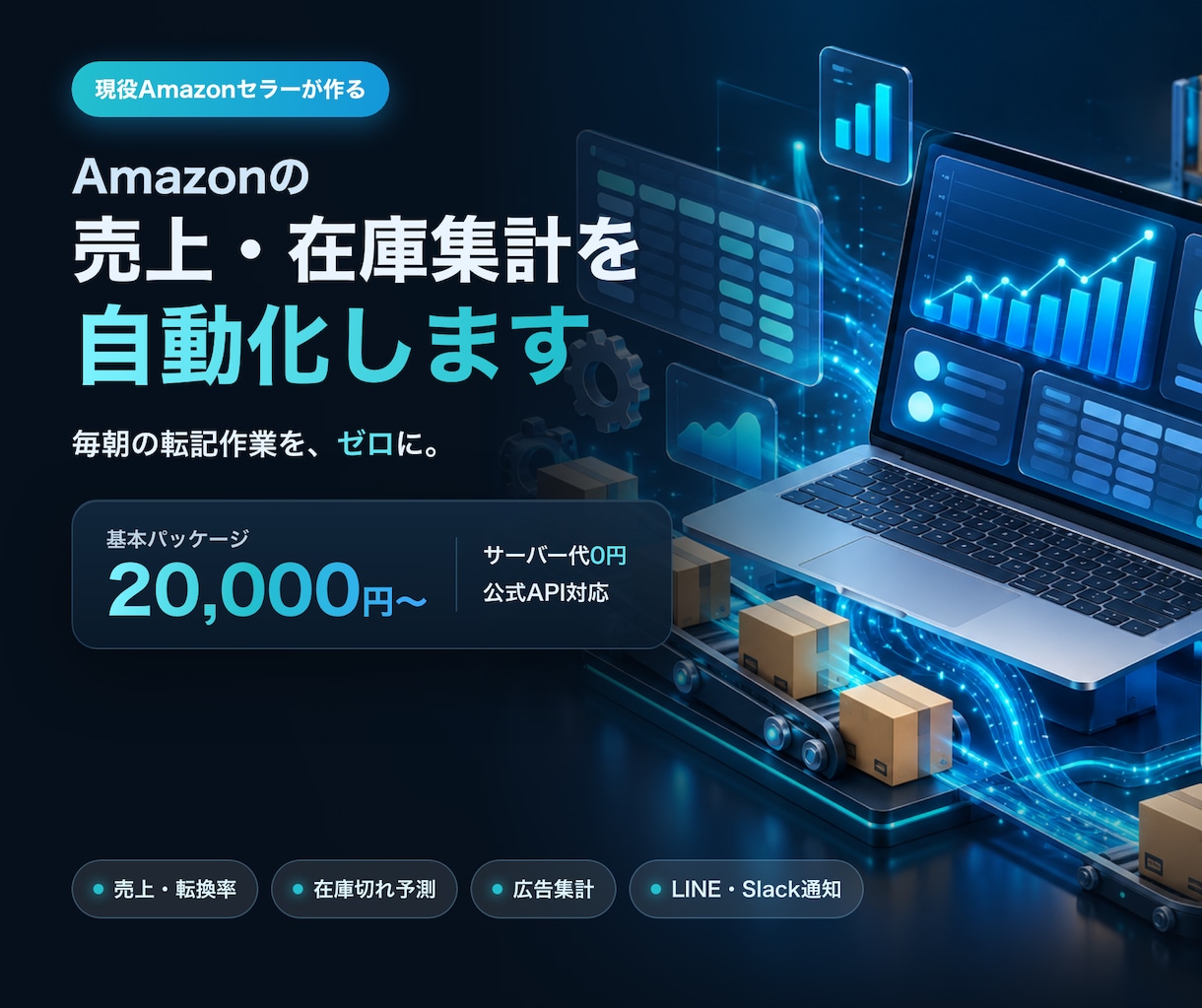 現役セラーがAmazon売上・在庫を自動集計します 毎朝の転記作業をゼロに｜サーバー代0円・公式API対応 イメージ1