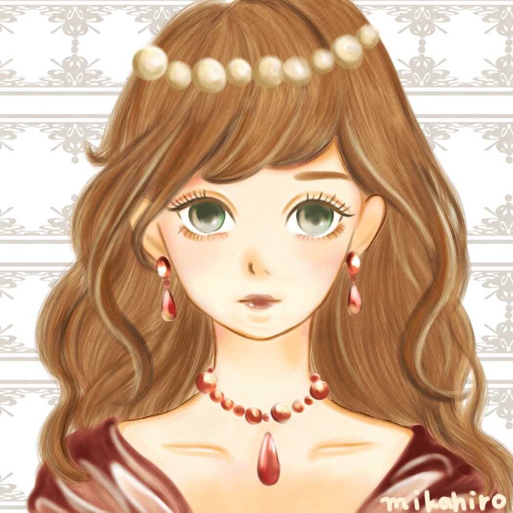 お人形風の女性バストアップイラストお描きいたします ホームページやSNS、ブログなどのワンポイントをお探しの方へ イメージ1