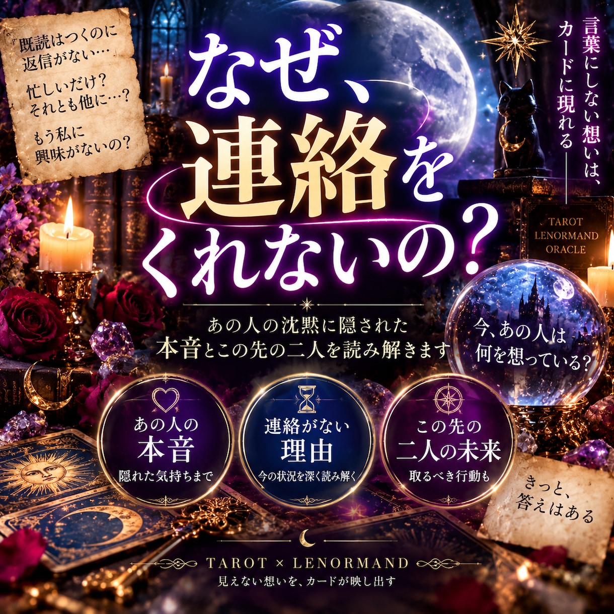 連絡がこないあの人の本音と今後を占います なぜ連絡がない？隠れた想いと二人の未来を深く読み解きます イメージ1