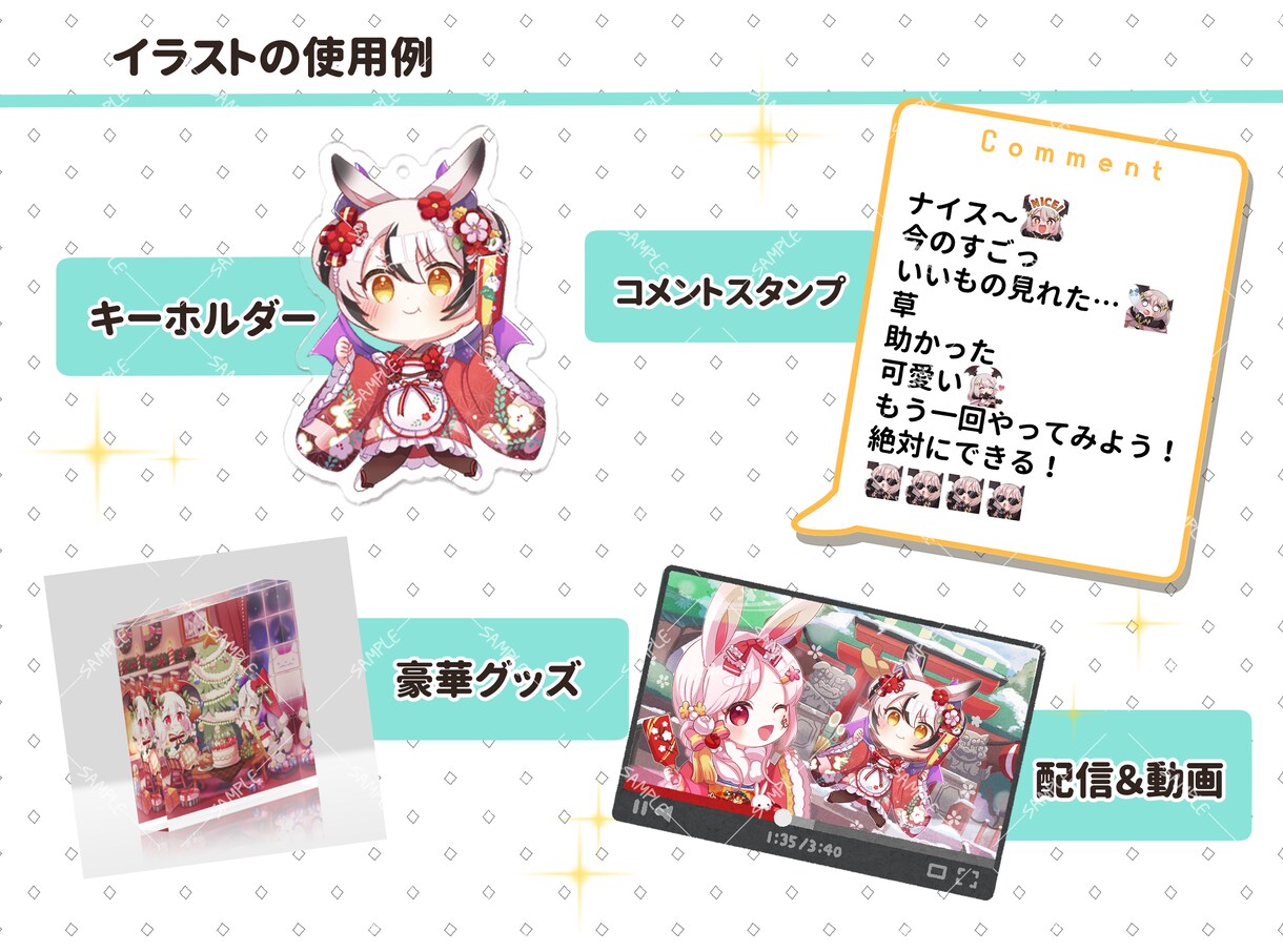 ポップで爽やか！ミニキャライラスト制作いたします スタンプなどのワンポイントから豪華な描き込みの1枚絵まで！ イメージ3
