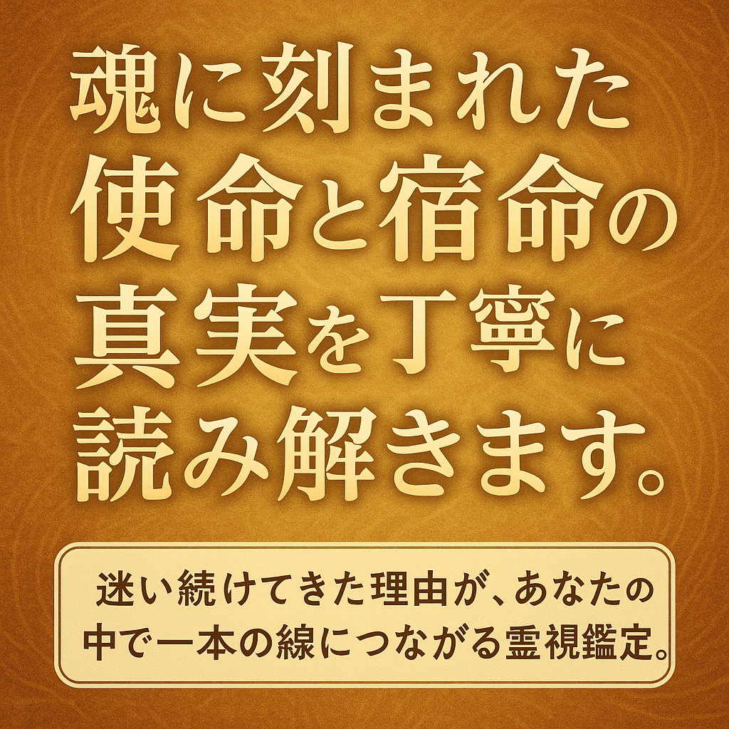 魂に刻まれた使命と宿命の真実を丁寧に読み解きます 迷い続けてきた理由が、あなたの中で一本の線につながる霊視鑑定 イメージ1