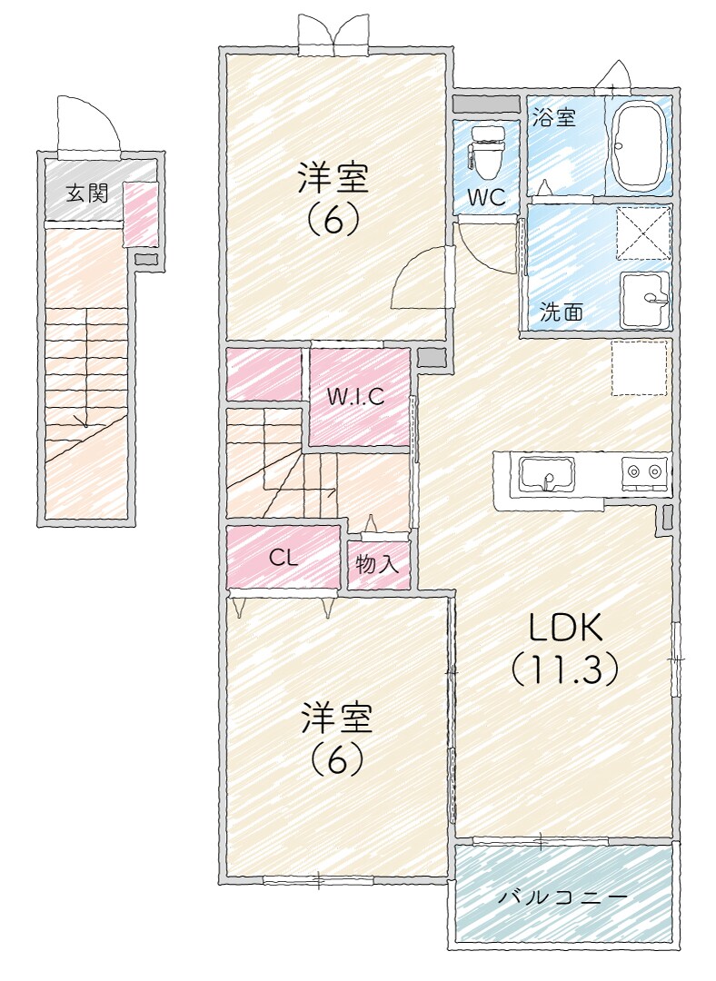 ネットやファクトに使いやすい間取図を作ります 【翌日納品可】ちょうど良いデザインの間取図です イメージ4