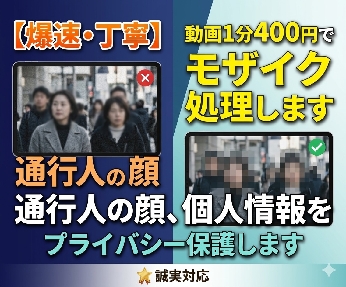 ファンクラブOK！モザイクぼかし加工をします 1分400円！YouTubeやファンクラブなど様々なもの対応 イメージ1