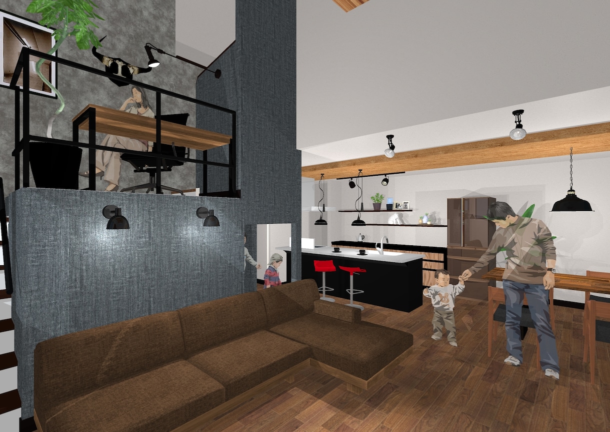 住宅の内観の3Dパースお作りします ３Ｄパースを使ってワクワクの家づくりのお手伝い致します イメージ2