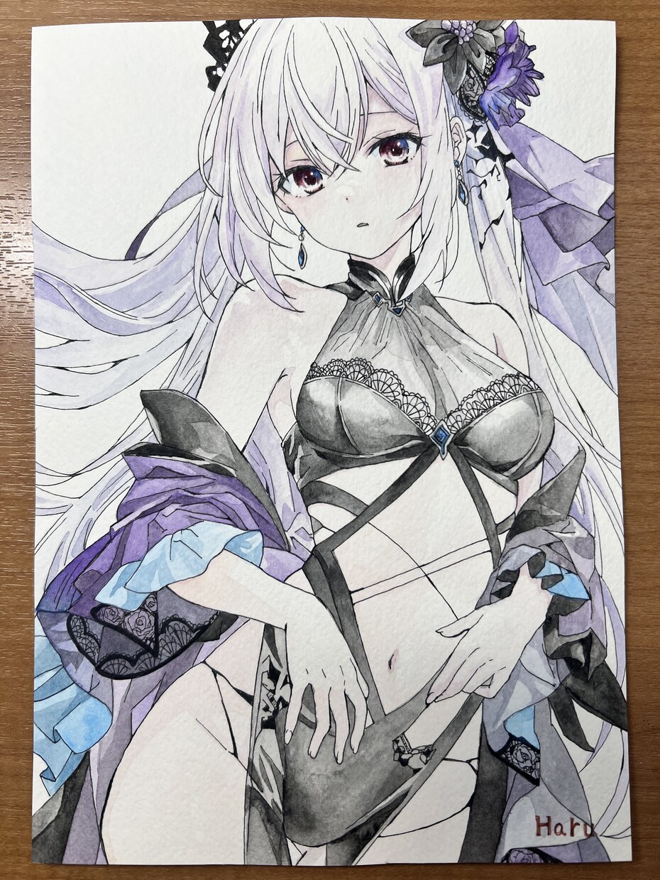 可愛い女性のイラスト描きます 一点物のアナログイラスト。可愛い系から綺麗系描きます。 イメージ3
