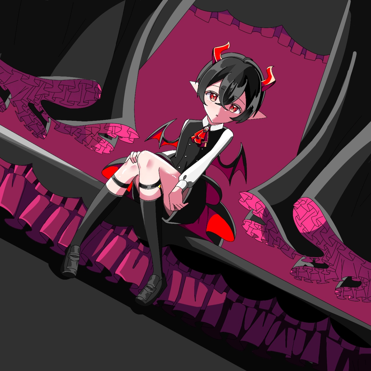大鎌や翼が映えるゴシックな全身立ち絵描きます TRPGや自作ゲームに映える退廃的で美麗な立ち絵を制作します イメージ2