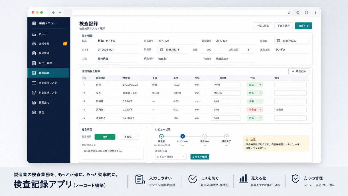 製造業の品質記録をkintone化します JIS品質管理責任者が現場目線で設計 イメージ1