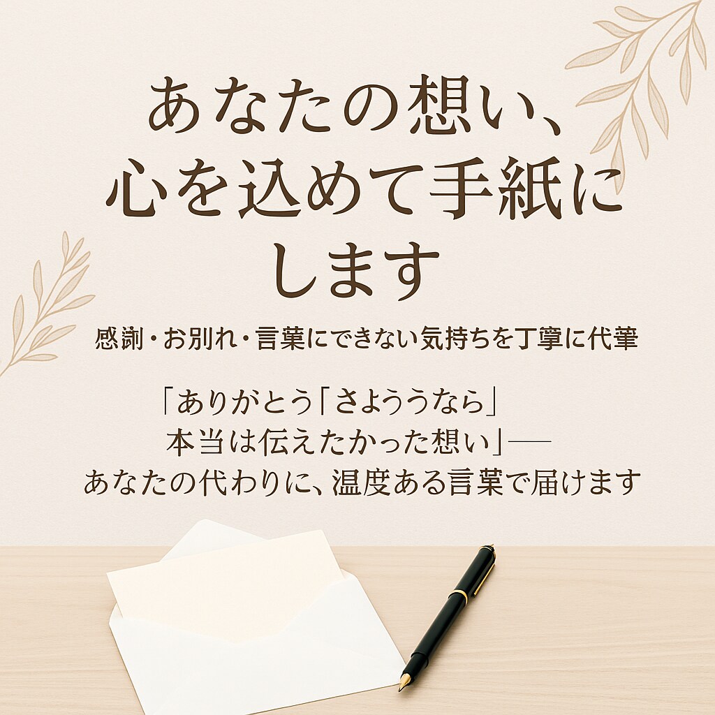 あなたの想い、心を込めて手紙にします 感謝・お別れ・言葉にできない気持ちを丁寧に代筆 イメージ1