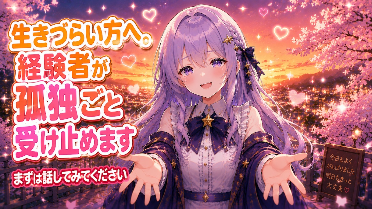 生きづらい方へ。経験者が孤独ごと受け止めます 素の自分に戻れる場所。秘密厳守でお聞きします イメージ1