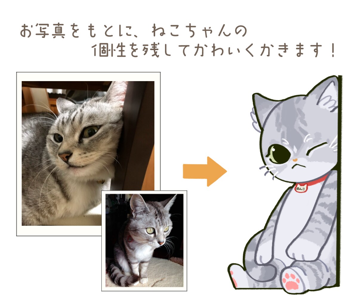 愛猫の写真からかわいいミニキャラを製作します 実績作りの為、10月いっぱいまでお試し価格でお受けしてます！ イメージ2