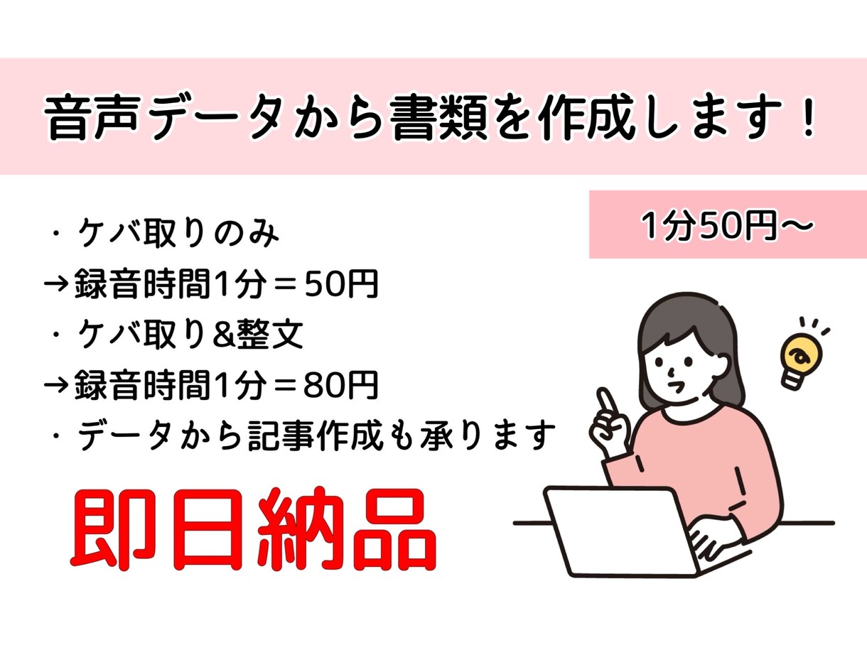 即日納品！音声データから書類を作成します 音声データを丁寧かつ的確にな文章に！ イメージ1