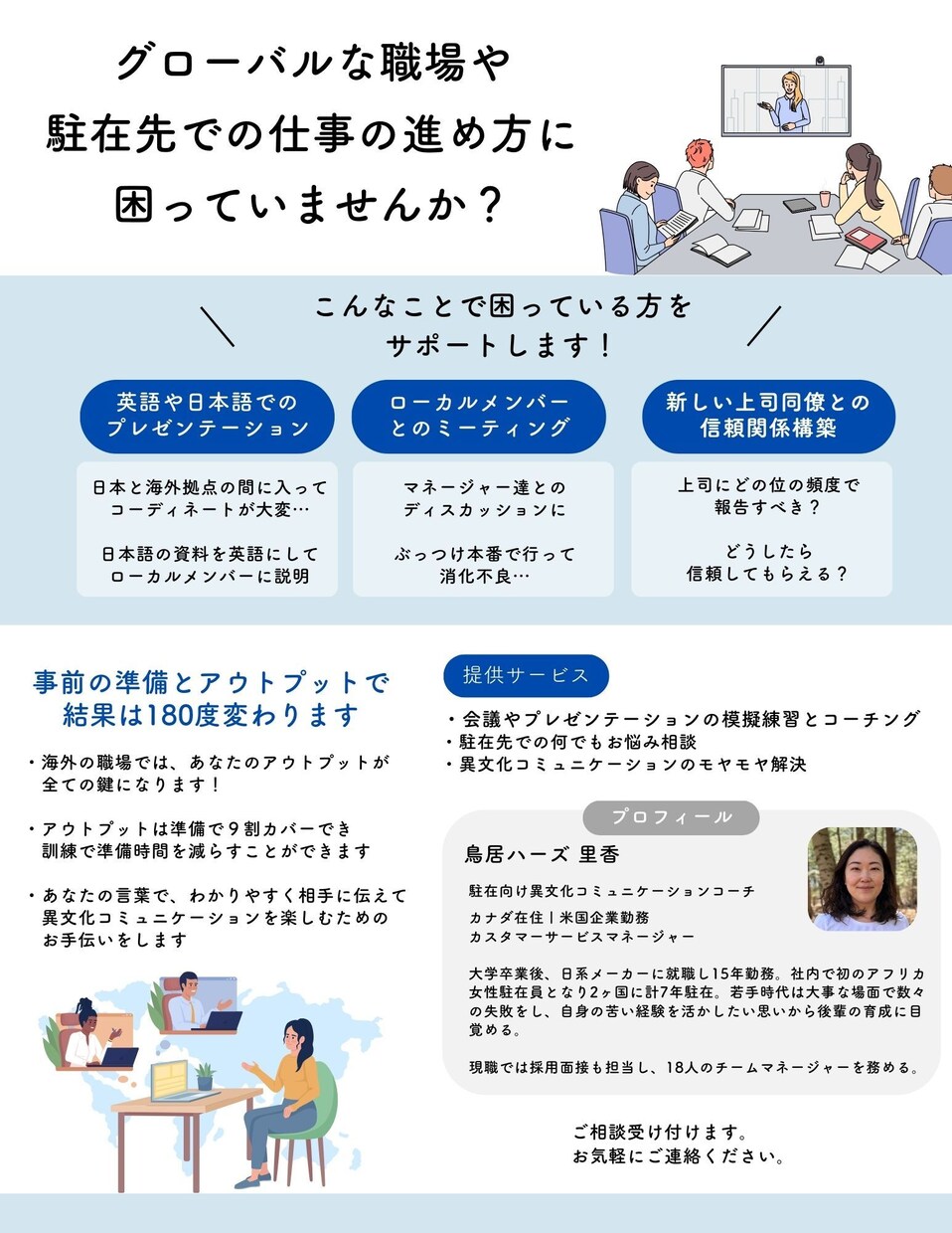 プレゼン資料の作成・添削・練習をお手伝いします 日本語・英語ともに対応可能。駐在員向けプランあり イメージ1