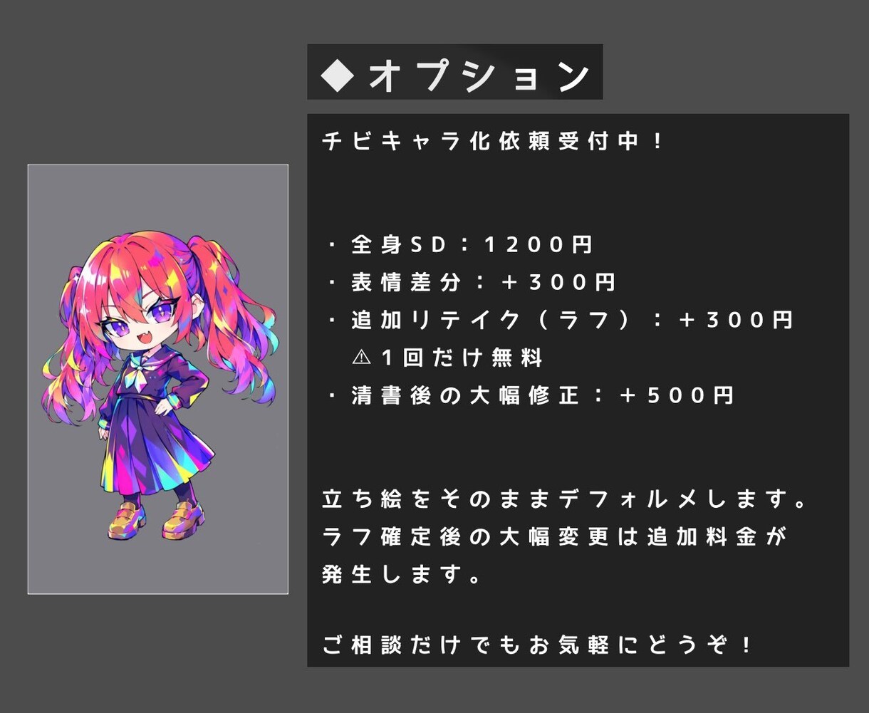 立ち絵をチビキャラ化します ネオン調の高彩度塗りで個性的に仕上げます！ イメージ3