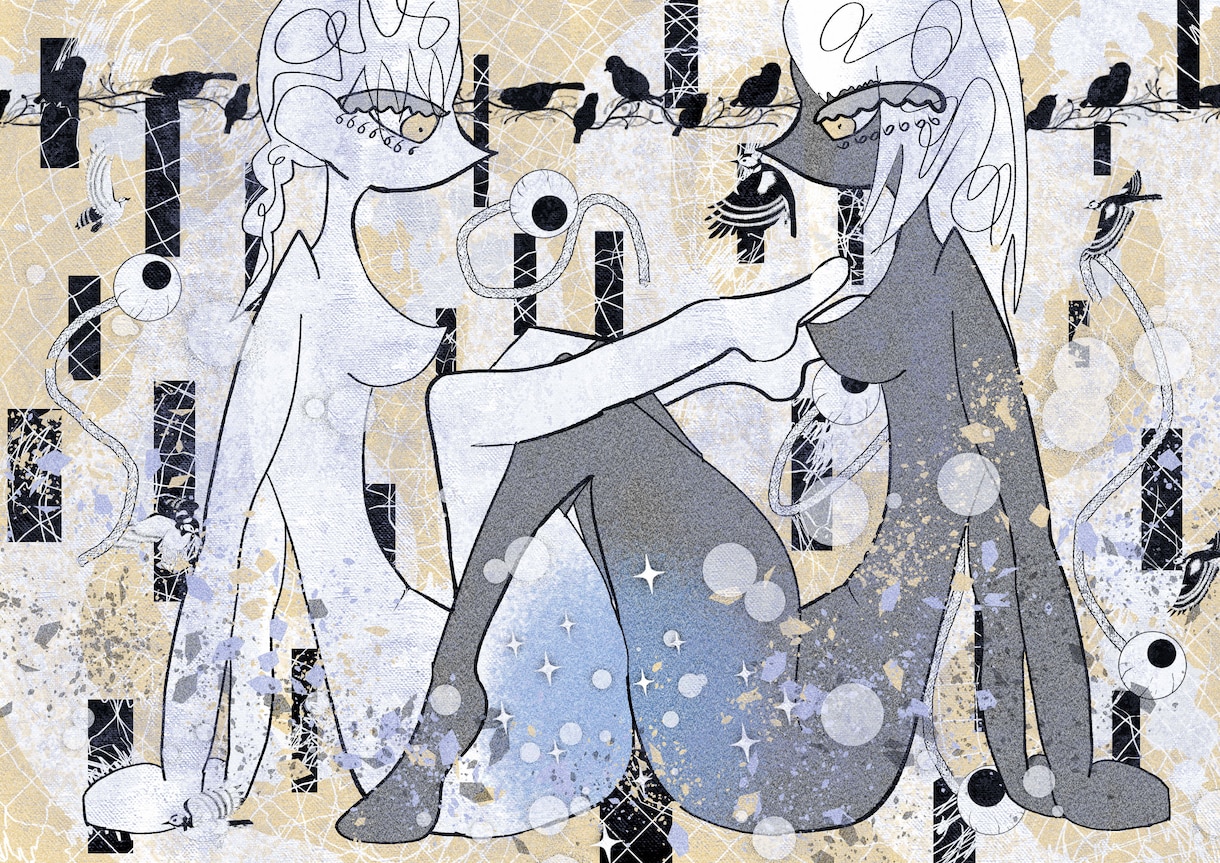 ボカロMV・ジャケのアートチックな一枚絵作ります アートチックでサブカルな一枚絵描きます。可愛くて不気味です イメージ9