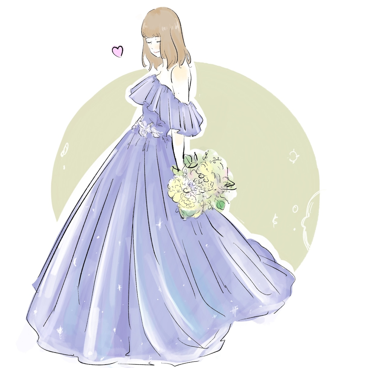 結婚式用ドレス色当てクイズのイラスト描きます ドレス色当てクイズ用の絵を似顔絵でお好きなドレスで描きます イメージ6