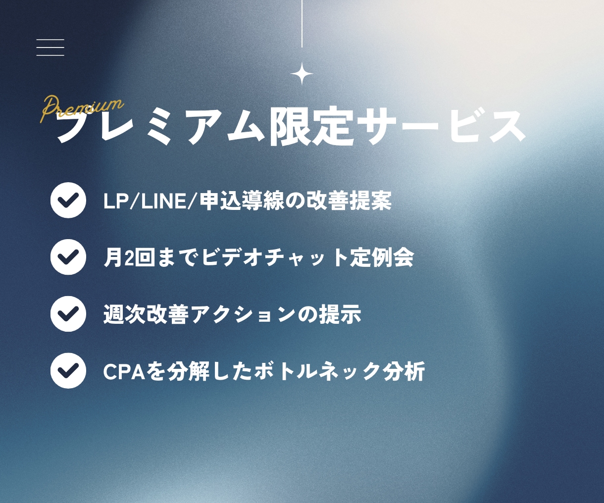 導線改善案も提示！Meta広告で利益を最大化します 広告＋LP導線の改善案を提示。月2回のビデオ面談で手厚く伴走 イメージ6
