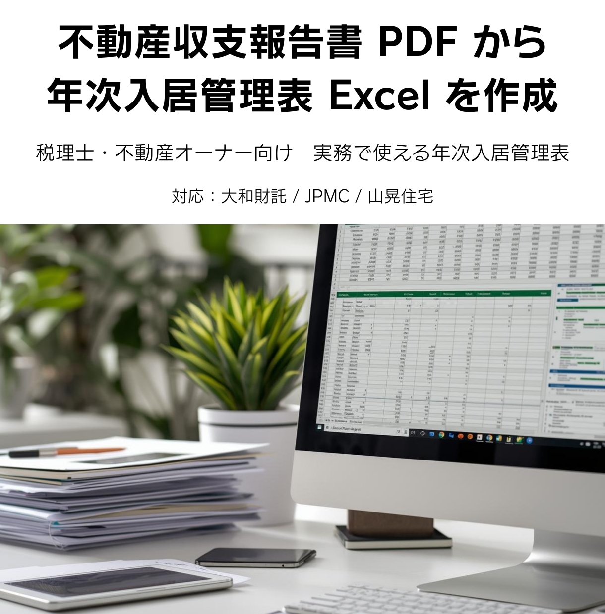 不動産物件収支報告書から年次入居管理表を作成します AI＋人手確認で実務精度｜大和財託・JPMC・山晃住宅に対応 イメージ1
