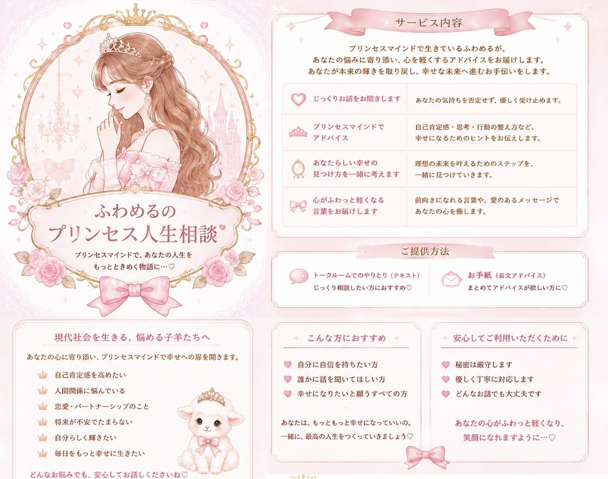 プリンセスマインドで心を整えます 恋愛・人間関係・自己肯定感のプリンセスお悩み相談 イメージ2