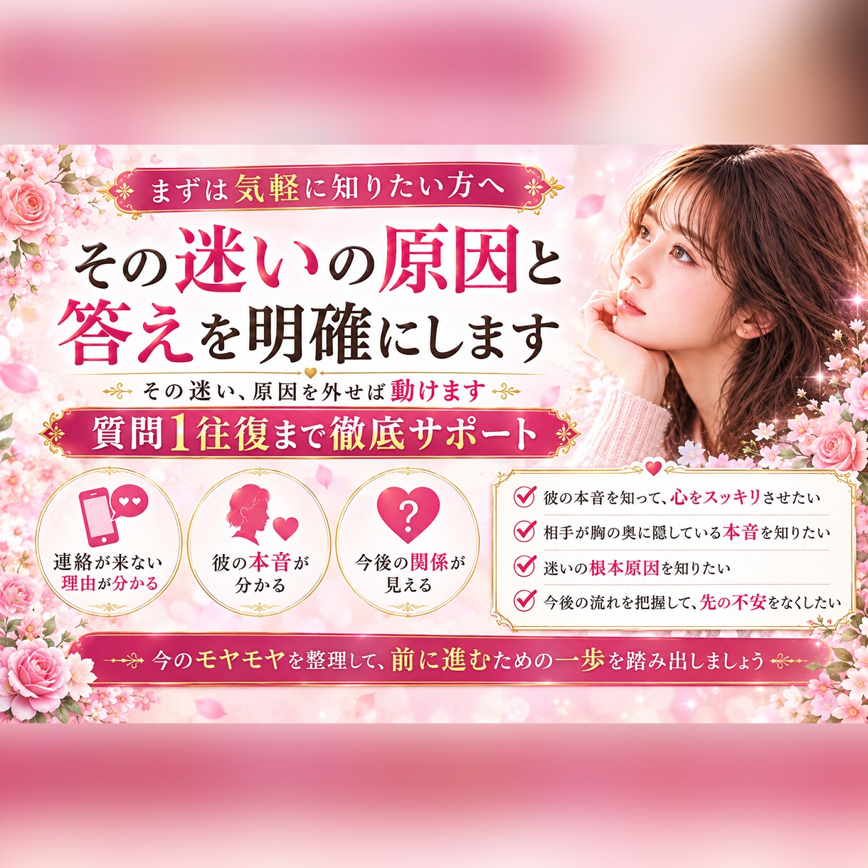 ドロ沼の悩みや不安で絡まった現状を優しく整理します 考えすぎて動けない…そのモヤモヤした現状をシンプルに整理 イメージ1